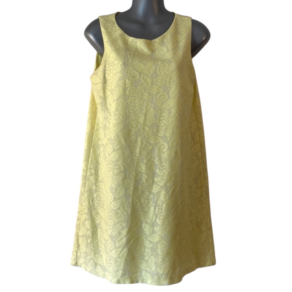 H&M Butter Yellow Sleeveless Floral Lace Dress Small